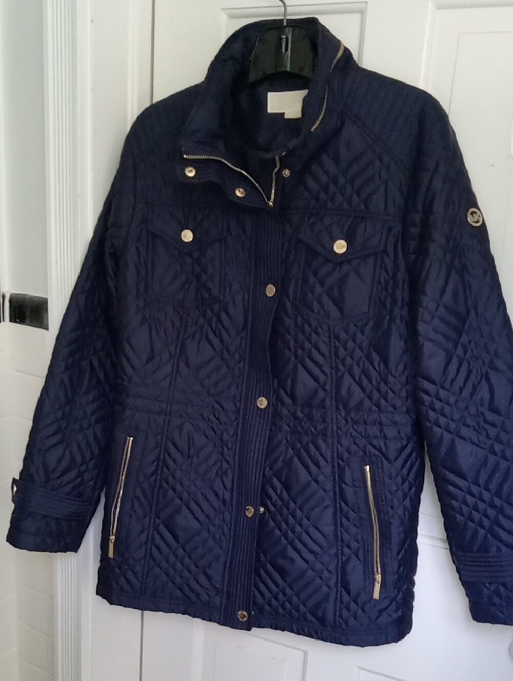 MICHAEL Michael Kors Navy Blue Quilted Barn Jacket XL Gold Hardware